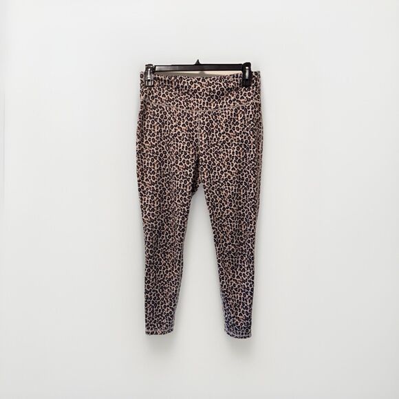 Crown & Ivy Athletic Leggings Brown Leopard Animal Print Size Large‎ - Picture 1 of 5
